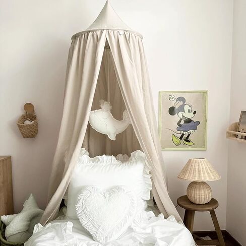 Kids Bed Canopy Breathable Cotton Soft Cover Net for Crib Reading Nook Curtain Hanging Round Play Tent Nursery Bedding Play Room Decor in Saudi Arabia