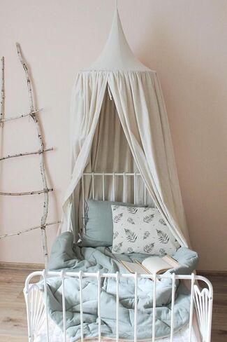 Kids Bed Canopy Breathable Cotton Soft Cover Net for Crib Reading Nook Curtain Hanging Round Play Tent Nursery Bedding Play Room Decor in Saudi Arabia