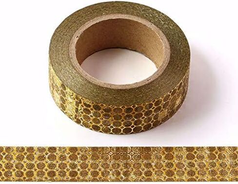 Syntego Gold Honeycomb Washi Tape Gold Sparkle Christmas Tape 15mm x 10 Meters in Saudi Arabia