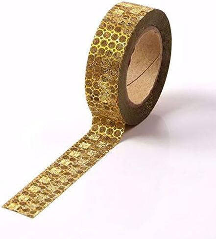 Syntego Gold Honeycomb Washi Tape Gold Sparkle Christmas Tape 15mm x 10 Meters in Saudi Arabia