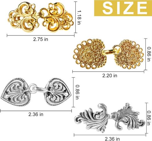 4 Pieces Vintage Sweater Shawl Clip,Retro Cape Cloak Clasp Cardigan Clip, Dress Shirt Brooch Scarf Clips for Girl Women, Silver in Saudi Arabia