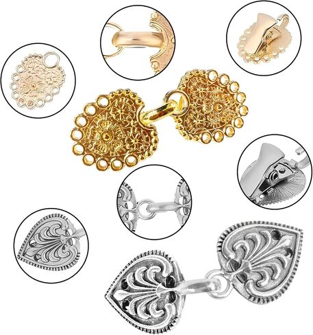 4 Pieces Vintage Sweater Shawl Clip,Retro Cape Cloak Clasp Cardigan Clip, Dress Shirt Brooch Scarf Clips for Girl Women, Silver in Saudi Arabia