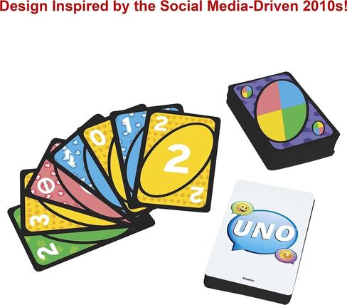 لعبة بطاقات مطابقة من Mattel Games UNO Iconic Series 2010s Era تتميز بتصميم على شكل عقد، و112 بطاقة لهواة الجمع، وليلة ألعاب المراهقين والكبار، للأعمار من 7 سنوات فما فوق in Saudi Arabia