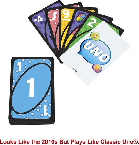 لعبة بطاقات مطابقة من Mattel Games UNO Iconic Series 2010s Era تتميز بتصميم على شكل عقد، و112 بطاقة لهواة الجمع، وليلة ألعاب المراهقين والكبار، للأعمار من 7 سنوات فما فوق in Saudi Arabia
