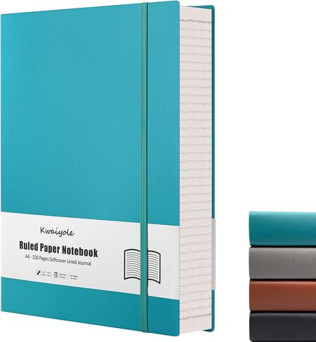 College Ruled Notebook Journal 8.5 x 11, 320 Pages A4 Softcover Faux Leather Journal, 100GSM Thick Paper Lined Notebook for Men and Women, Large Journal for Work Writing Office School - Cyan in Saudi Arabia