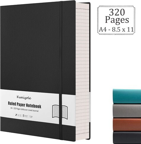 College Ruled Notebook Journal 8.5 x 11, 320 Pages A4 Softcover Faux Leather Journal, 100GSM Thick Paper Lined Notebook for Men and Women, Large Journal for Work Writing Office School - Cyan in Saudi Arabia