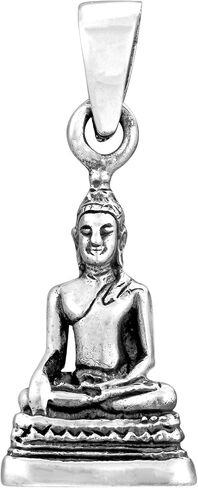 AeraVida Buddha Image in Meditating Posture .925 Sterling Silver Pendant | Silver Buddha Pendant For Women | Sterling Silver Buddha Pendant | Sterling Silver Pendant in Saudi Arabia