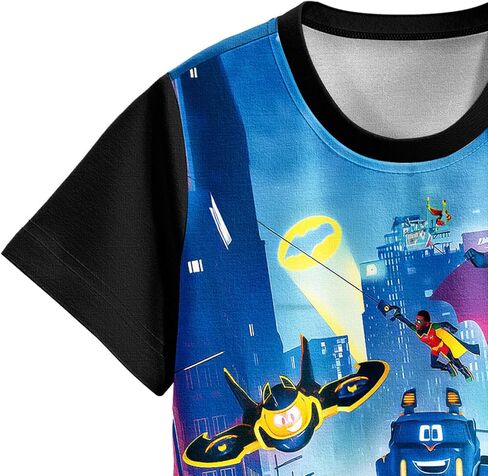 مجموعة قمصان وشورتات قصيرة الأكمام للأولاد من Batwheels، ملابس منزلية كاجوال للأطفال بعمر 3-8 سنوات in Kuwait