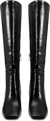 NobleOnly Knee High Boots for Women Mid Chunky Block Heel Close Square Toe Boots Side Zipper Office Casual Tall Boots 3.3 Inches in Saudi Arabia