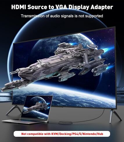 محول كابل HDMI إلى VGA من Reborn بطول 6 أقدام [ألومنيوم، مطلي بالذهب] مصدر HDMI 1080p إلى سلك VGA مضفر للشاشة، الكمبيوتر، سطح المكتب، الكمبيوتر المحمول، الكمبيوتر الشخصي، جهاز العرض، HDTV، Roku، Xbox - ذكر إلى ذكر in Kuwait