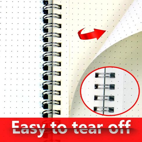 مجلات رصاصة - دفاتر ملاحظات حلزونية كبيرة منقطة مقاس 8.5 × 11 بوصة مع ورق شبكي منقطة 100 جرام لكل متر مربع 4 عبوات 80 ورقة، دفتر ملاحظات ورقي سميك للمدرسة والمكتب والرسم (أزرق، وردي، أسود، شفاف) in Kuwait