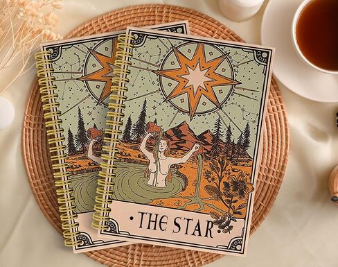 Knibeo Moon Tarot Journal Notebook, Witch Journal, 5.5×8.3 Inch Spiral Bound Notebook, Witchy Gifts for Women, Gothic Journal, Moon Tarot Card Journal Notebook in Saudi Arabia