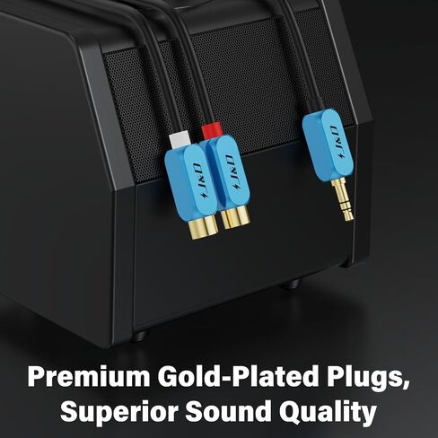 J&D 3.5 mm to 2 RCA Cable, 3.5 mm Male to 2RCA Female Stereo Audio Adapter Extension Cable RCA Female to 3.5mm Male with Heavy Duty Gold Plated Copper Shell, 1 Feet in Saudi Arabia