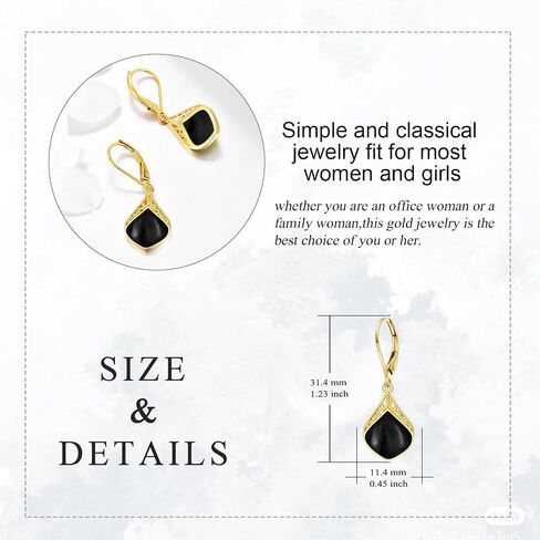 Gold Teardrop Earrings 14k Gold and Black Onyx Teardrop Drop Earrings Fine Gold Nordic Filigree Jewelry Christmas Gifts for Women Girls in Saudi Arabia