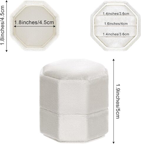Lystaii Velvet Ring Box 3 Slots Vintage Ring Holder Jewelry Ring Display Holder Case Premium Gorgeous Octagon Ring Gift Box for Wedding Proposal Engagement Ceremony (Beige) in Saudi Arabia