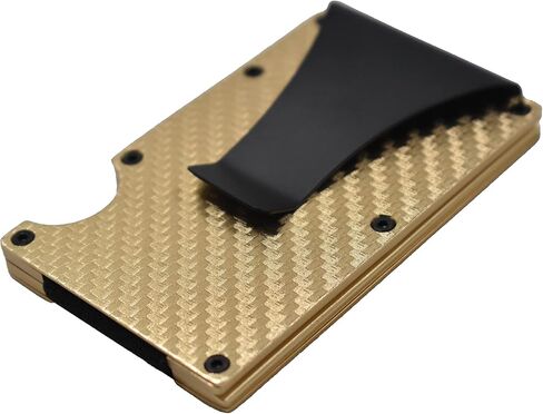 Aluminum Minimalist Slim Carbon Fiber Wallet with RFID Blocking (Gold) in Saudi Arabia
