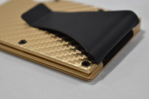 Aluminum Minimalist Slim Carbon Fiber Wallet with RFID Blocking (Gold) in Saudi Arabia