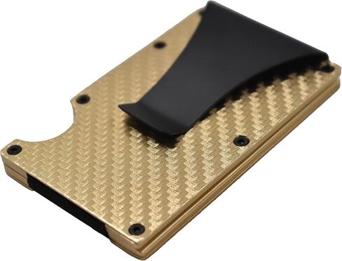 Aluminum Minimalist Slim Carbon Fiber Wallet with RFID Blocking (Gold) in Saudi Arabia