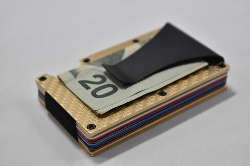 Aluminum Minimalist Slim Carbon Fiber Wallet with RFID Blocking (Gold) in Saudi Arabia