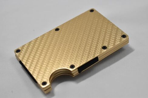 Aluminum Minimalist Slim Carbon Fiber Wallet with RFID Blocking (Gold) in Saudi Arabia
