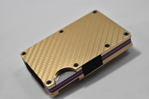 Aluminum Minimalist Slim Carbon Fiber Wallet with RFID Blocking (Gold) in Saudi Arabia