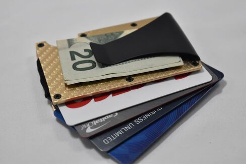 Aluminum Minimalist Slim Carbon Fiber Wallet with RFID Blocking (Gold) in Saudi Arabia