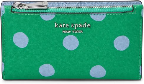 محفظة Kate Spade New York النسائية Morgan Sunshine Dot مطبوعة من مادة PVC صغيرة نحيفة ثنائية الطي، متعددة الاستخدامات، يمكن حملها مقاس 20 بوصة in Kuwait