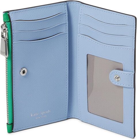محفظة Kate Spade New York النسائية Morgan Sunshine Dot مطبوعة من مادة PVC صغيرة نحيفة ثنائية الطي، متعددة الاستخدامات، يمكن حملها مقاس 20 بوصة in Kuwait