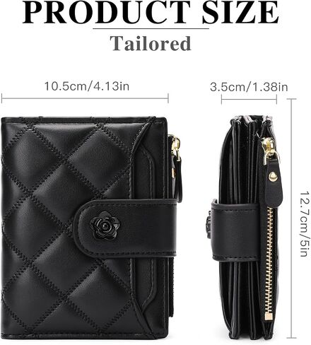 Small Wallets for Women Leather Bifold Wallet Women RFID Blocking Purse Credit Card Holder with 15 Card Slots and ID Window Coin Pocket,Black in Saudi Arabia
