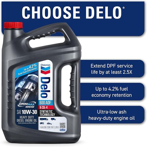 زيت محرك الديزل Delo 600 ADF 10W30 عالي التحمل مع حماية منخفضة للغاية من الرماد وحماية أومنيماكس، متوافق مع محركات الديزل والديزل المختلط والغاز الطبيعي المضغوط، عبوة من قطعة واحدة in Kuwait