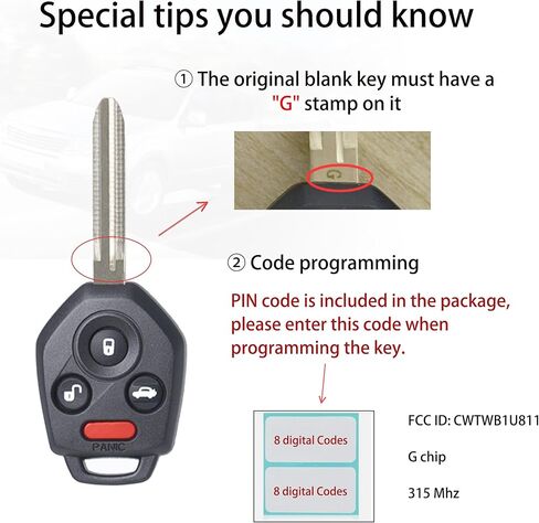 مفتاح فوب عن بعد بديل يناسب سوبارو امبريزا 2012-2017/WRX 2015-2019/فورستر 2014-2018/XV Crosstrek 2013-2016/Outback&Legacy 2015-2017 CWTWB1U811 جهاز تحكم عن بعد للدخول بدون مفتاح 57497-FJ230 in Kuwait