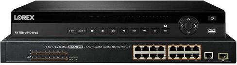 Lorex N881A38B 4K Ultra HD 32-Channel Security NVR, 16-Channel PoE Switch, and 2x4TB Hard Drives, Black (M.Refurbished) in Saudi Arabia