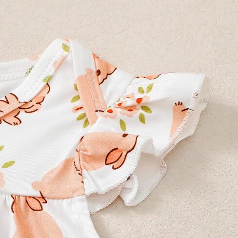 Newborn Baby Girl Organic Cotton One-Pieces Romper Ruffle Short Sleeve Bodysuits in Saudi Arabia