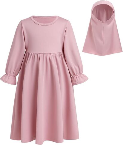 IDOPIP Muslim Baby Girls Abaya Dress with Hijab 2PCS Toddler Kids Girl Islamic Ramadan Dresses Casual Robe Prayer Clothes Set in Saudi Arabia