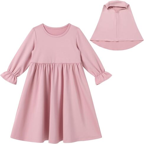 IDOPIP Muslim Baby Girls Abaya Dress with Hijab 2PCS Toddler Kids Girl Islamic Ramadan Dresses Casual Robe Prayer Clothes Set in Saudi Arabia
