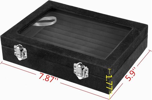 Jewelry Box Rings Organizer Tray 7 Slots Velvet Jewelry Earring Storage Box With Transparent Lid Jewelry Display Case for Girls Women (Purple) in Saudi Arabia