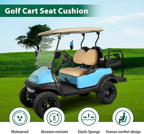 10L0L Golf Cart front Seat Cushion & Backrest for Golf Cart Club Car Precedent (2012-up) Premium Sponge Comfortable Soft (Cream) in Saudi Arabia