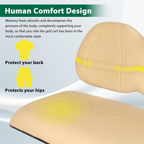 10L0L Golf Cart front Seat Cushion & Backrest for Golf Cart Club Car Precedent (2012-up) Premium Sponge Comfortable Soft (Cream) in Saudi Arabia