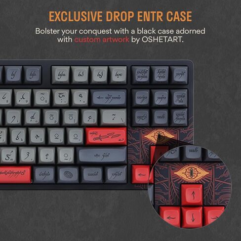 لوحة المفاتيح الميكانيكية DROP + Lord of The Rings™ Black Speech TKL - أغطية مفاتيح ملف تعريف MT3 مع مفاتيح مميزة - مفاتيح اللمس Holy Panda X - أغطية مفاتيح PBT Dye-Sub - إضاءة خلفية LED - أسود in Saudi Arabia