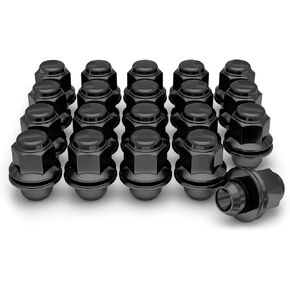 صواميل العروة M12x1.5 من White Knight لسيارة Toyota وLexus وKia وGenesis - طراز مصنع من الكروم الأسود مع غسالة - فولاذ كربوني للبناء المتين وتركيب EZ - 5307BK-20AM (20 حزمة) in Kuwait