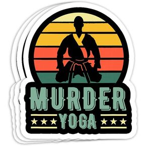 Jiu Jitsu Murder Yoga Vintage Sunset Funny Brazilian Gift Decorations - 4x3 Vinyl Stickers, Laptop Decal, Water Bottle Sticker (Set of 3)