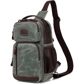 Sling Bag for Men, Crossbody Bag Chest Bag Shoulder Bag Waterproof Waxed Canvas Sling Backpack Casual Daypack