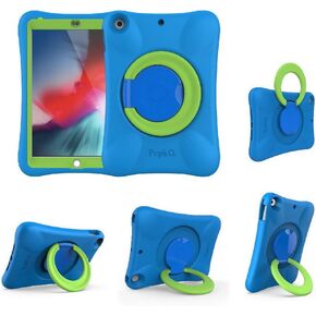 NLR FUN Kids Case for iPad, Shockproof Cover for 9.7" iPad 6th/5th Generation (2018/2017) / iPad Air 2 / iPad Air, Lightweight Full Body Protective Case with Foldable Handle/Stand Boy (Blue+Green)