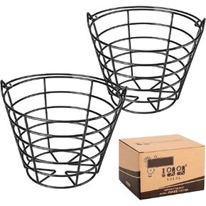 10L0L Golf Ball Bucket Metal Material, Golf Ball Basket Container with Handle, Bucket Golf Holds 50 Balls - Black (Golf Balls NOT Include)