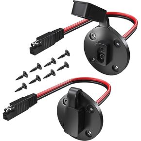 Goupchn SAE Power Socket Sidewall Port 2 Pack Weatherproof SAE Quick Connect Solar Panel Flush Mount Connector 2 Pin 12AWG SAE Solar Cable with 8 Screws for Solar Generator Battery Charger