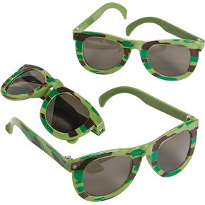 Fun Express Camo Army Kids Sunglasses (Bulk set of 12) Party Supplies