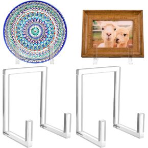 2 Pcs Acrylic Plate Stands for Display 8 Inch Tall Clear Acrylic Photo Frame Stands Holder Easel Acrylic Vinyl Record Storage Decorative Plate for Photo Book Plates