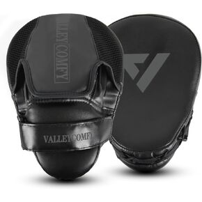 Valleycomfy Boxing Curved Focus Punching Mitts,Leather Boxing Pads for Men,Ideal for Boxing Training,Muay Thai,Kickboxing,Martial Arts