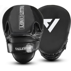 Valleycomfy Boxing Curved Focus Punching Mitts,Leather Boxing Pads for Men,Ideal for Boxing Training,Muay Thai,Kickboxing,Martial Arts