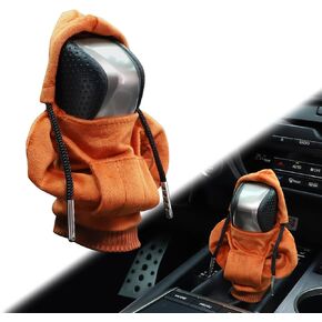 Car Shifter Knobs Cover Hoodie, Car Gear Shift Knob, Cute Hoodie for Car Gear, Automatic Shift Knobs Decoration, Car Interior Accessories (Orange)